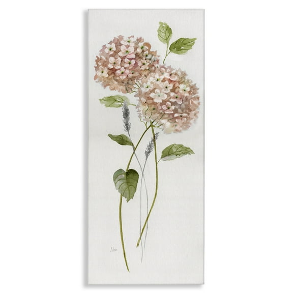 Stupell Industries Two Pink Hydrangeas Floral Painting Wrapped Canvas Canvas Art Print Wall Art, 17 x 40
