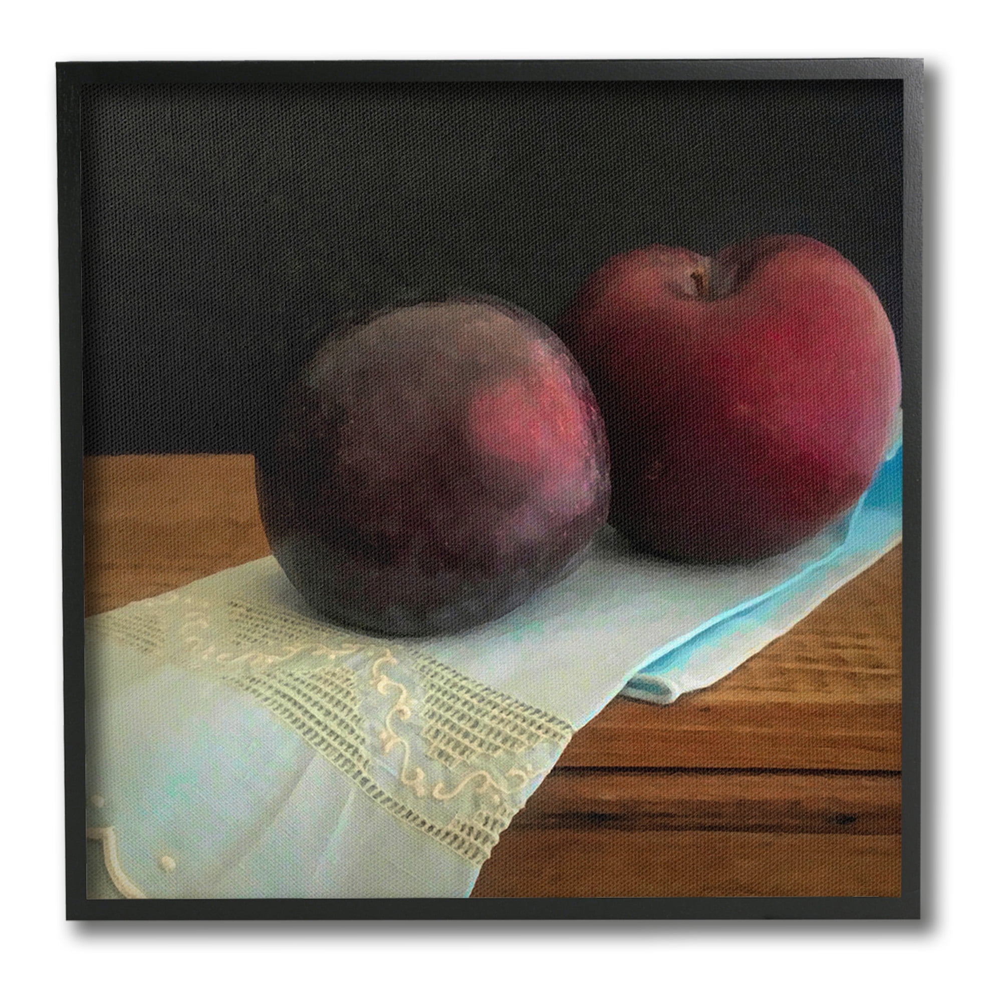 Stupell Industries Two Plums Still Life Food & Beverage Painting Black Framed Art Print Wall Art, 17 x 17