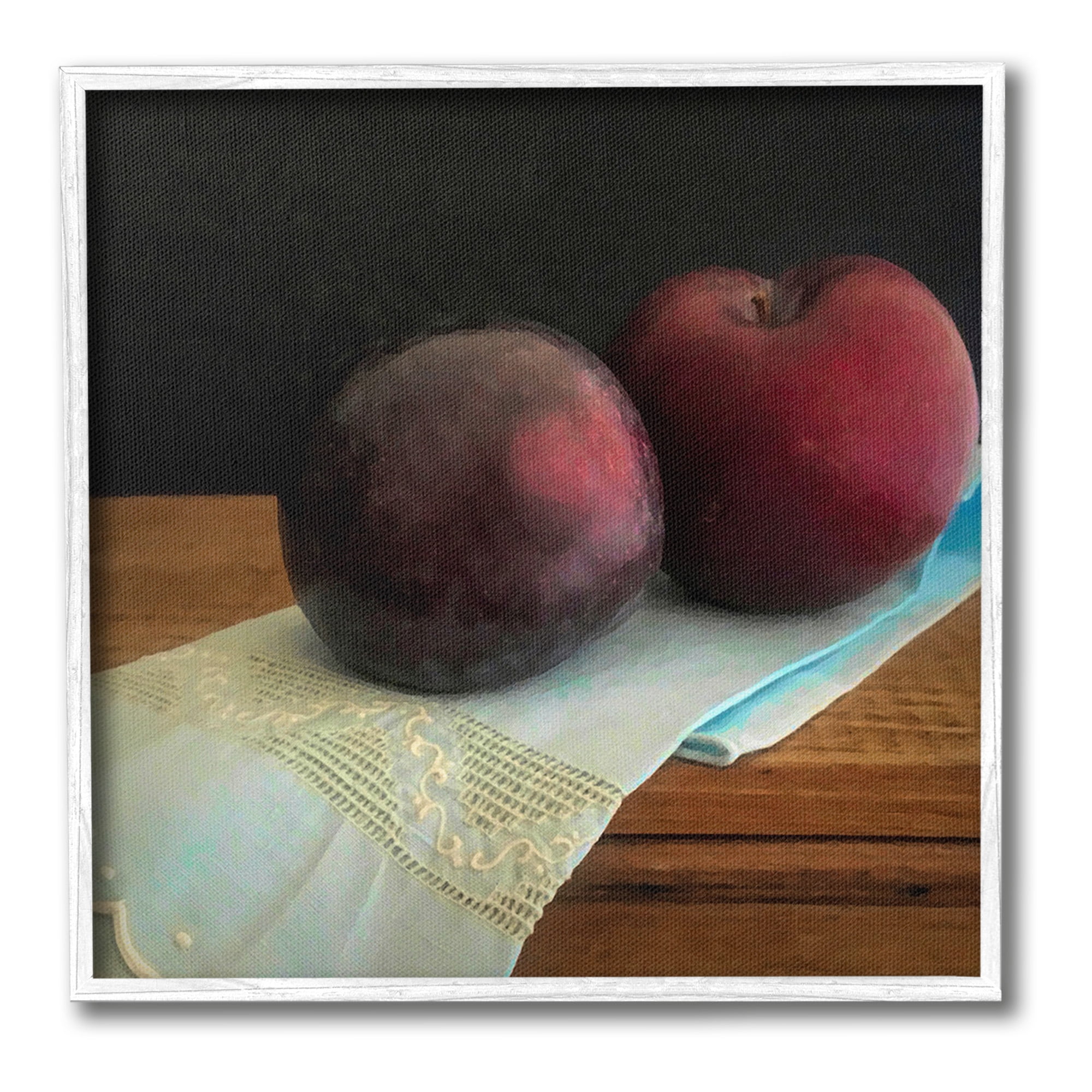 Stupell Industries Two Plums Still Life Food & Beverage Painting White Framed Art Print Wall Art, 12 x 12