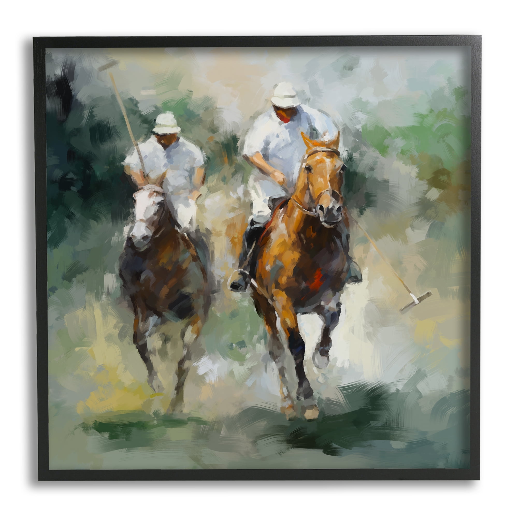 Stupell Polo Players Abstract Sports Painting Black Framed Art