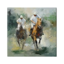 Stupell Industries Two Polo Players Abstract Sports Painting Gallery Wrapped Canvas Print Wall Art, 17 x 17