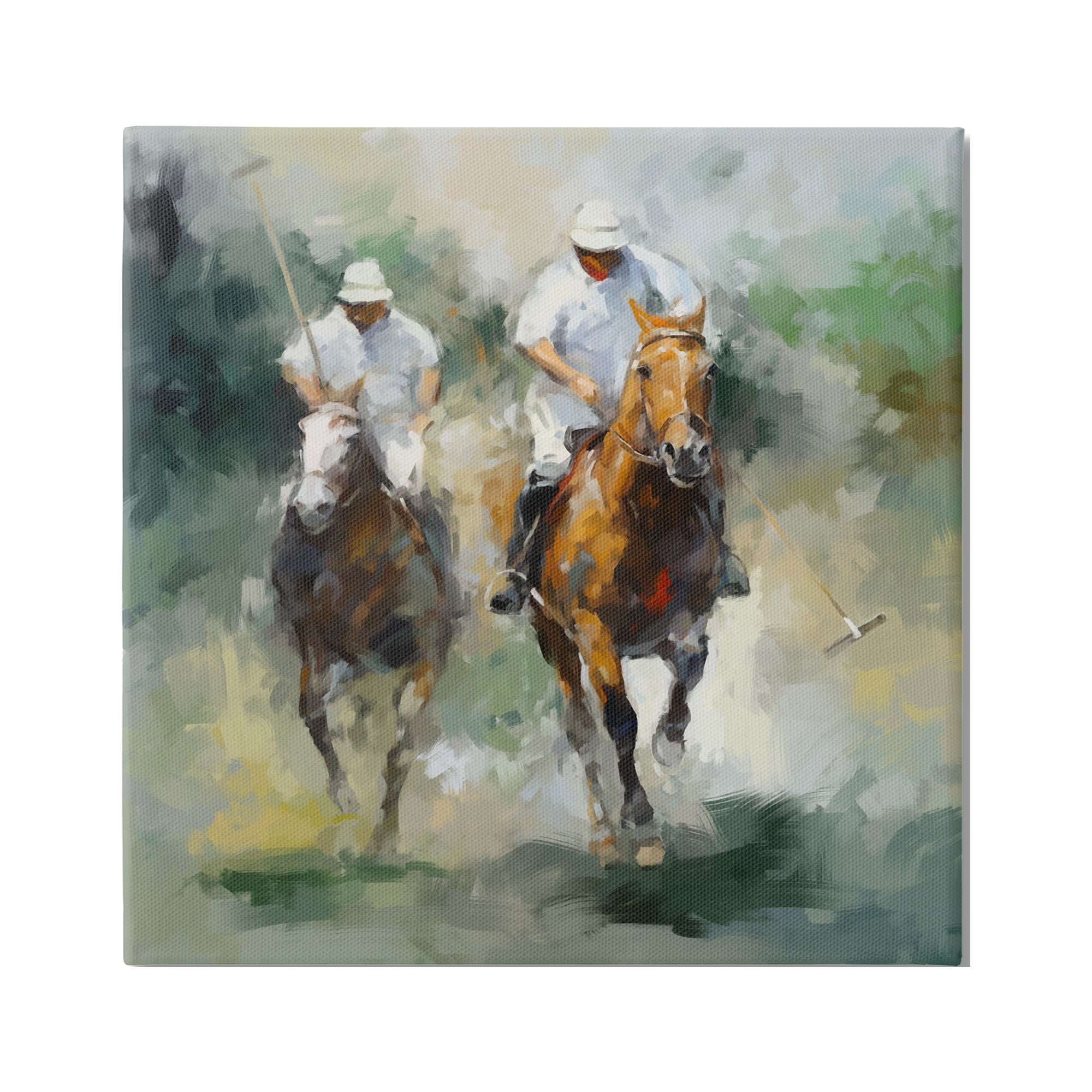 Stupell Industries Two Polo Players Abstract Sports Painting Gallery Wrapped Canvas Print Wall Art, 36 x 36