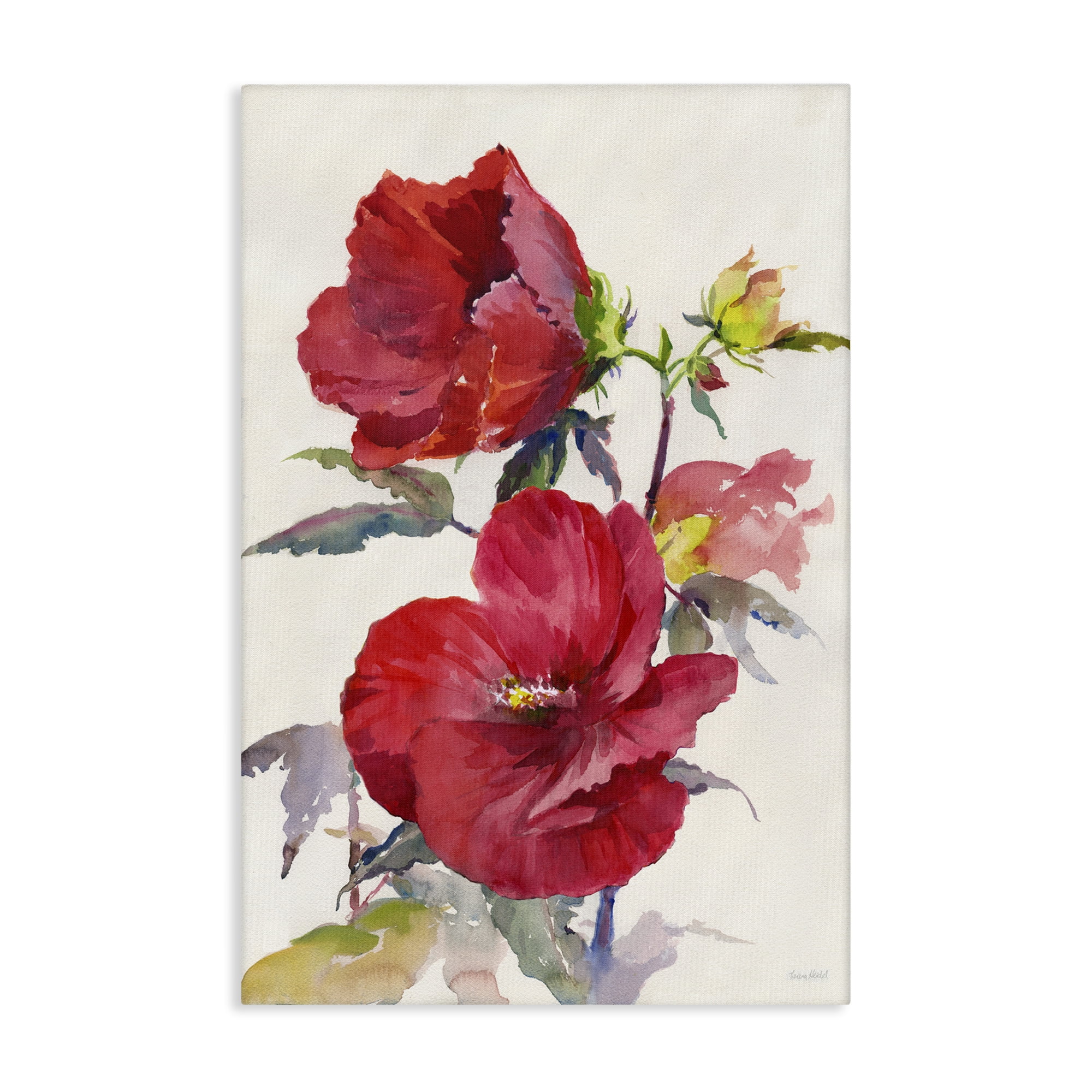 Stupell Industries Two Red Poppies Botanical & Floral Painting Gallery Wrapped Canvas Art Print Wall Art, 24 x 36
