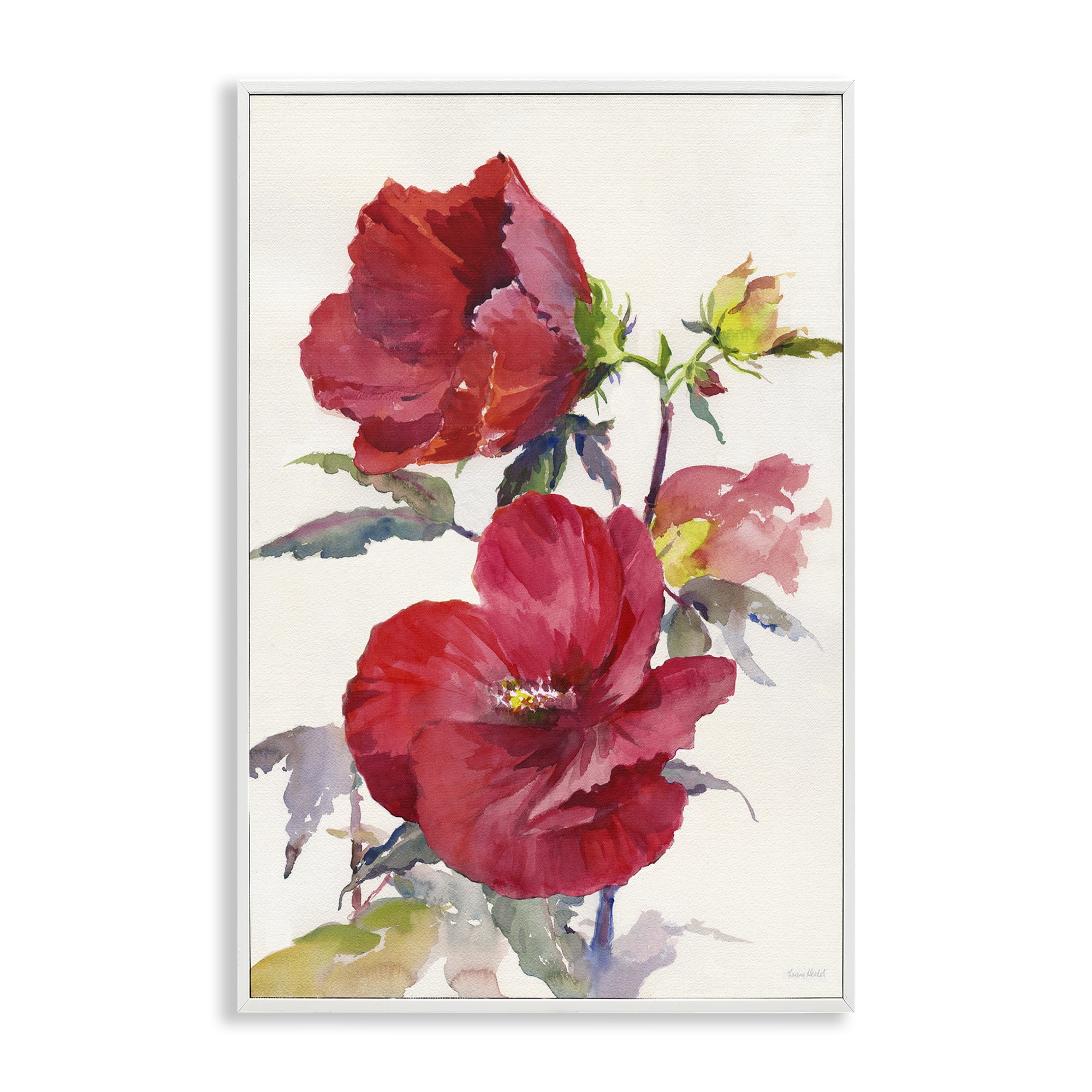 Stupell Industries Two Red Poppies Botanical & Floral Painting White Framed Art Print Wall Art, 20 x 30