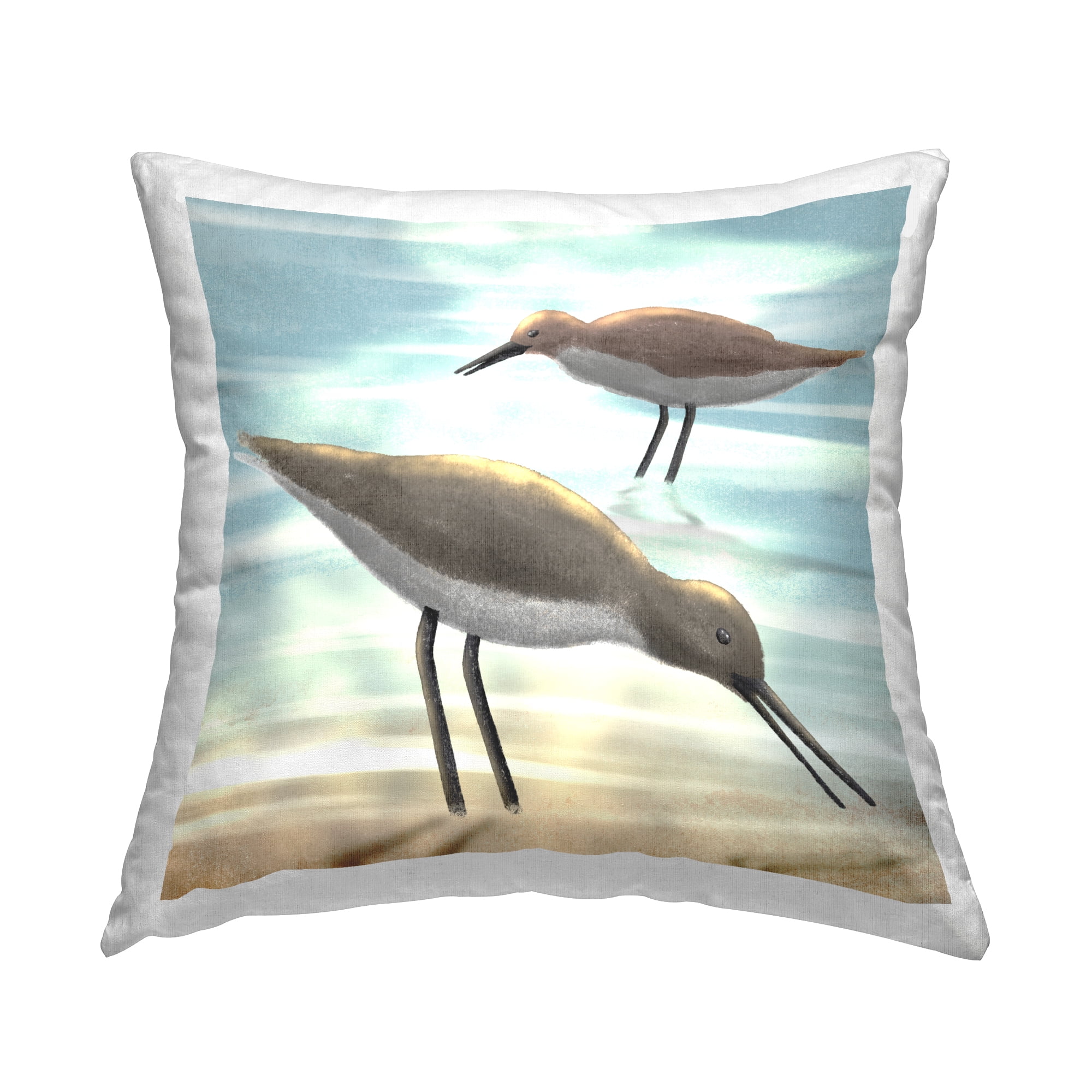 Stupell Industries Two Sandpiper Birds Coastal Beach Shore Design by Marcus Prime Throw Pillow