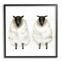 Stupell Industries Two Sheep Standing Rustic Grainy Farm Sign Graphic Art Black Framed Art Print Wall Art, Design by Daphne Polselli