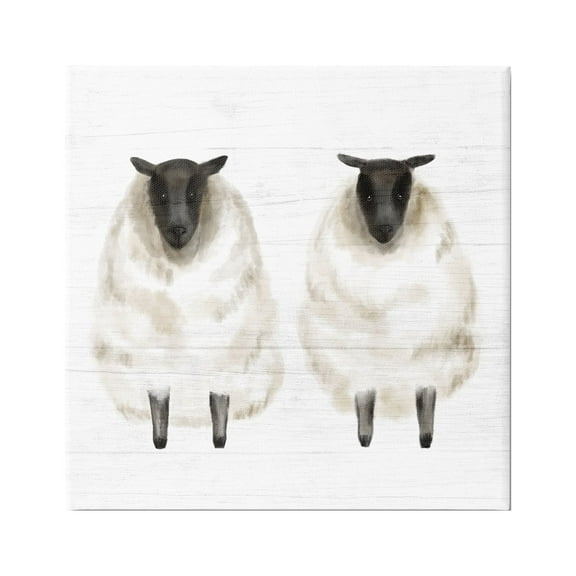 Stupell Industries Two Sheep Standing Rustic Grainy Farm Sign Graphic Art Gallery Wrapped Canvas Print Wall Art, Design by Daphne Polselli