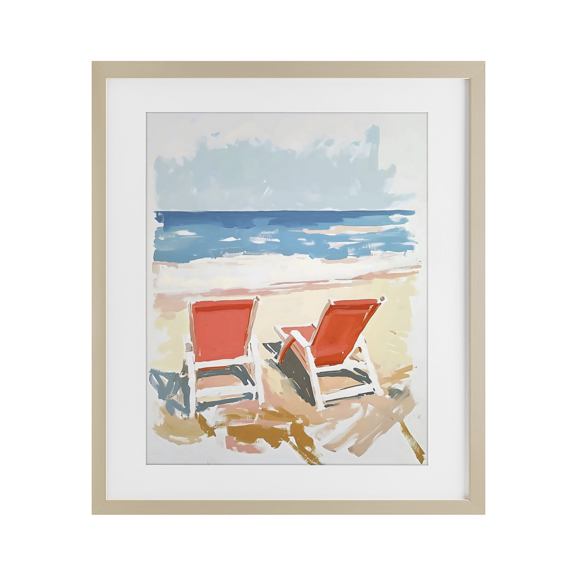 Stupell Industries Two Sunlit Beach Chairs Birch Framed Print Under Glass, design by The Prints Vibe