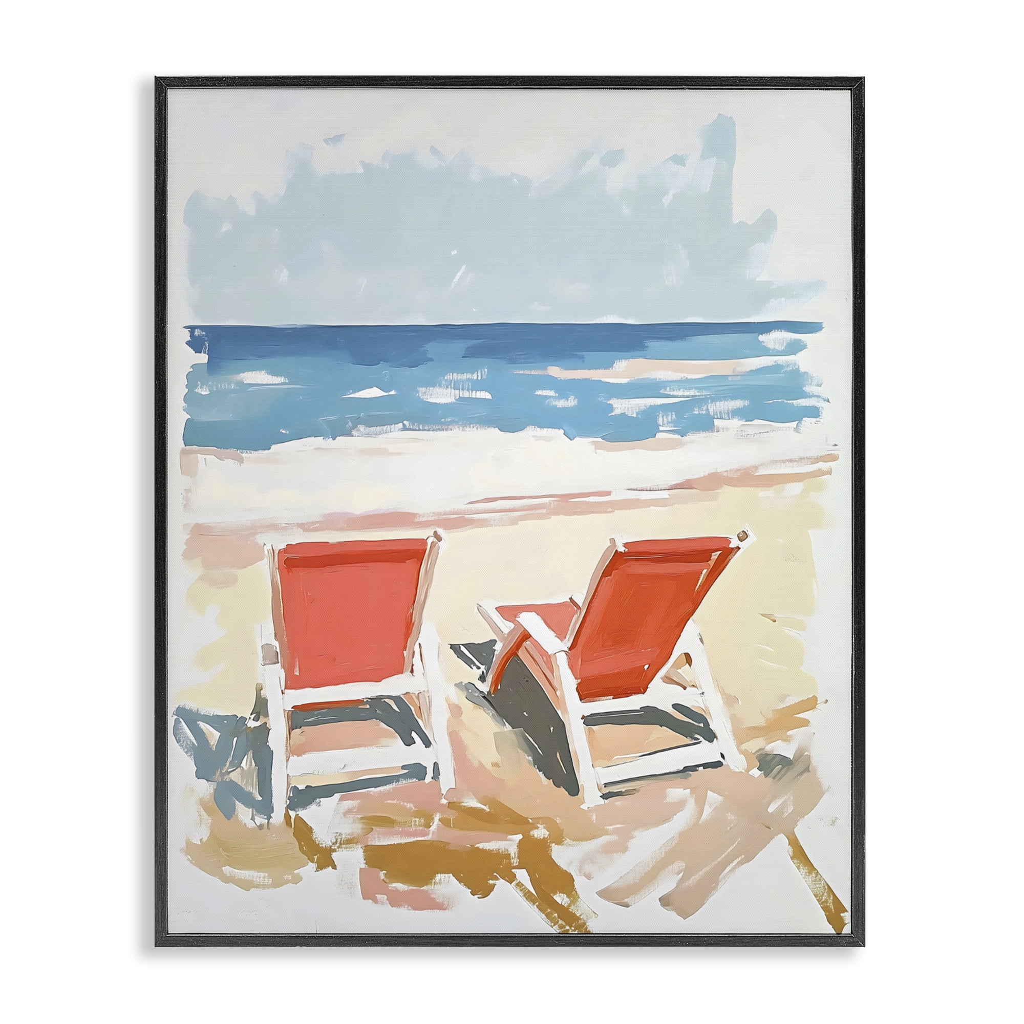 Stupell Industries Two Sunlit Beach Chairs Black Framed Giclee Art, design by The Prints Vibe