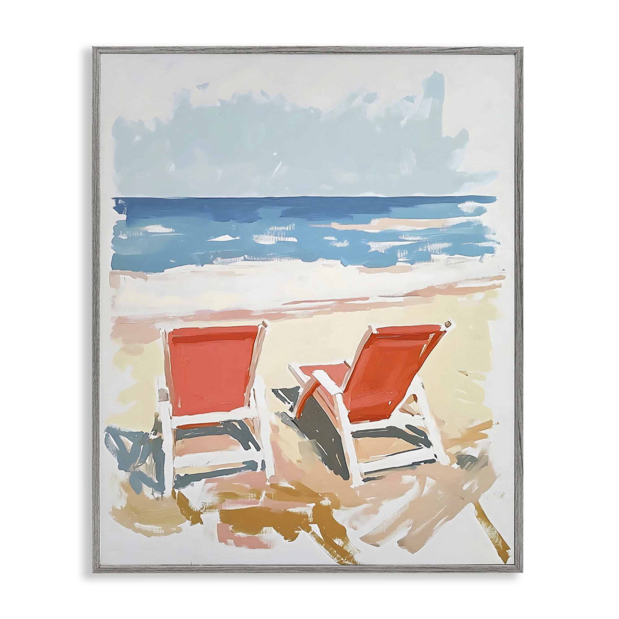 Stupell Industries Two Sunlit Beach Chairs Gray Framed Giclee Art, design by The Prints Vibe