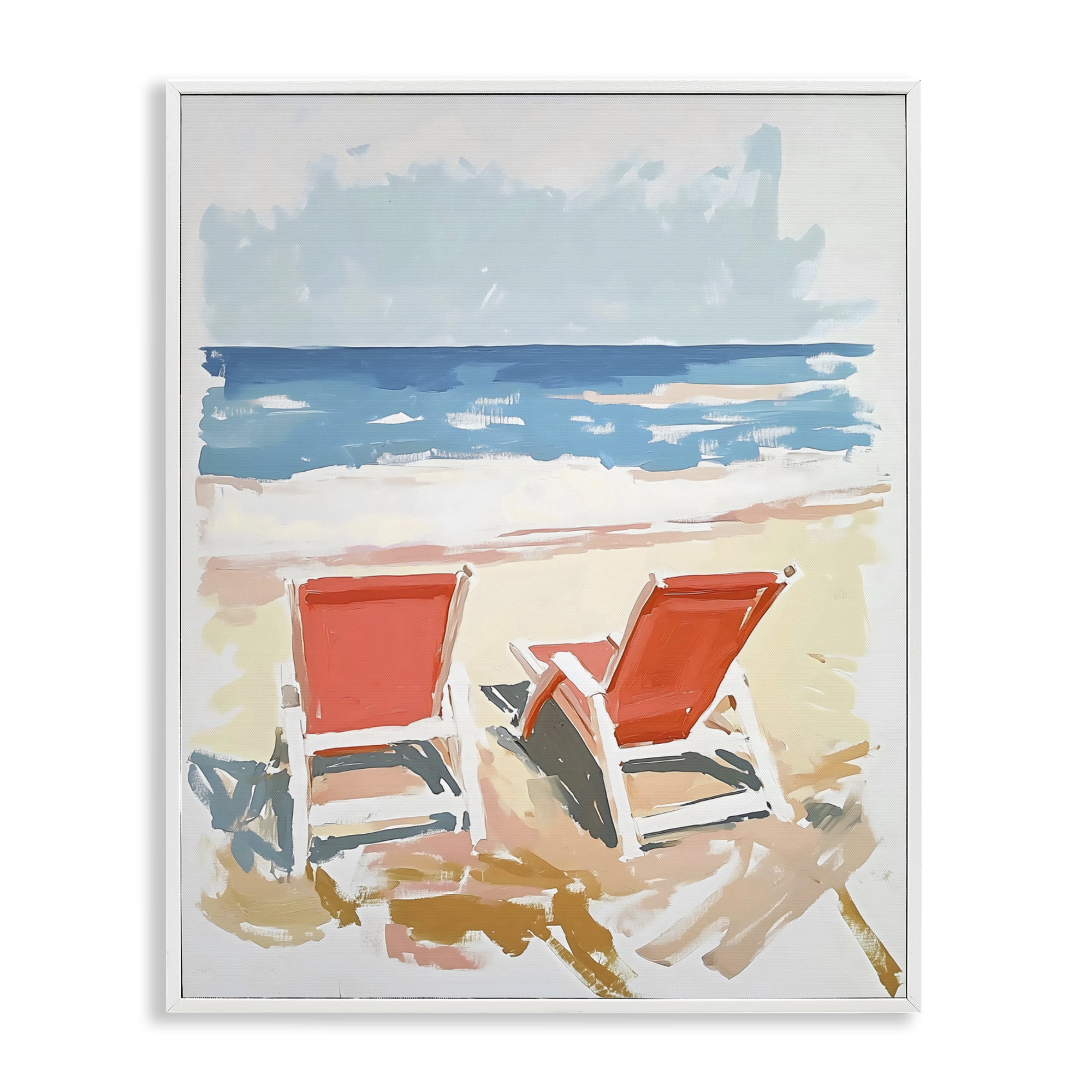 Stupell Industries Two Sunlit Beach Chairs White Framed Giclee Art, design by The Prints Vibe
