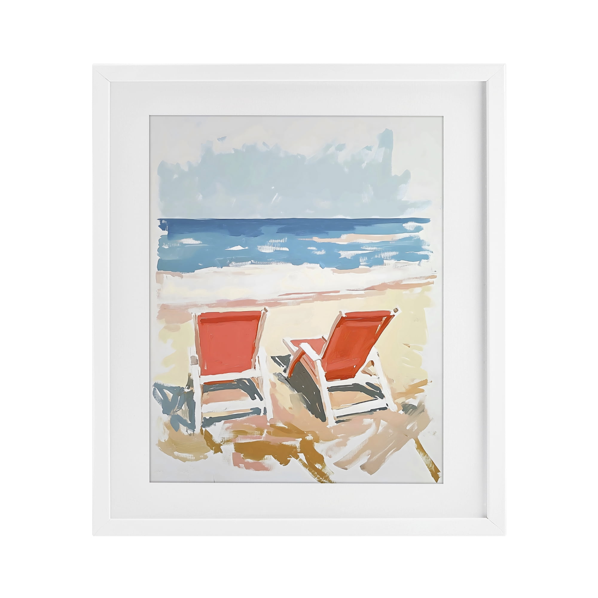 Stupell Industries Two Sunlit Beach Chairs White Framed Print Under Glass, design by The Prints Vibe
