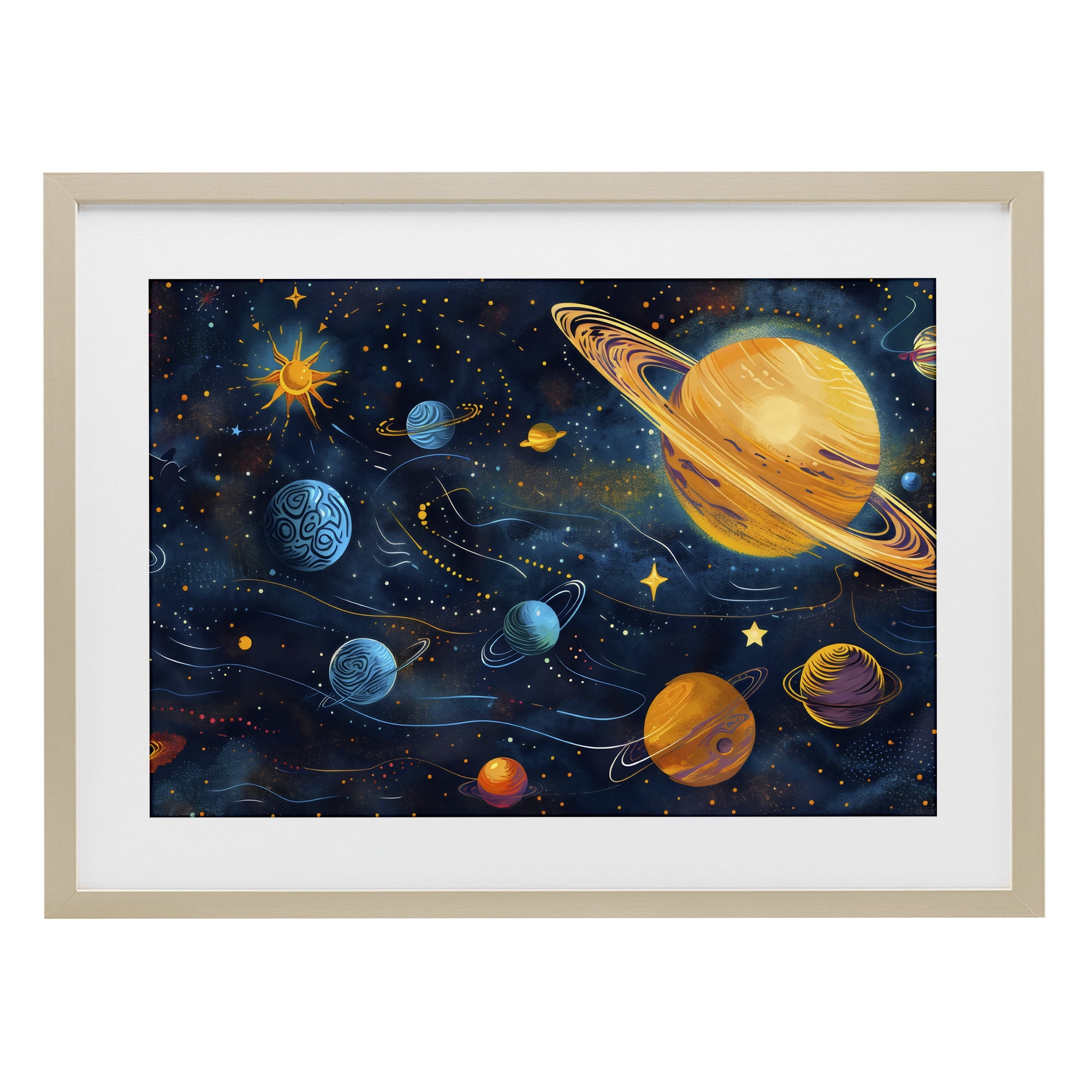 Stupell Industries Two Suns Galaxy Scene Birch Framed Print Under Glass, design by Creative Studio