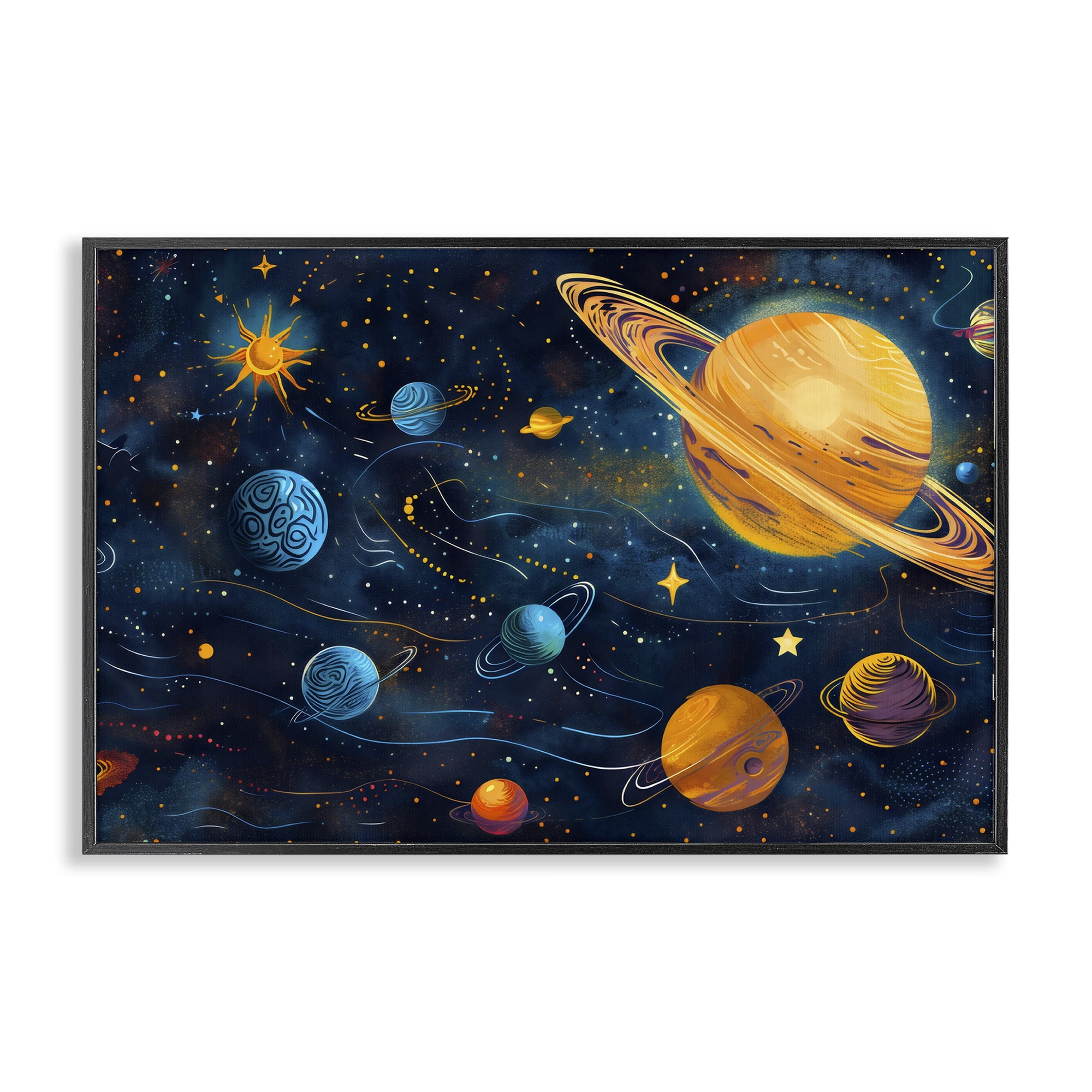 Stupell Industries Two Suns Galaxy Scene Black Framed Giclee Art, design by Creative Studio