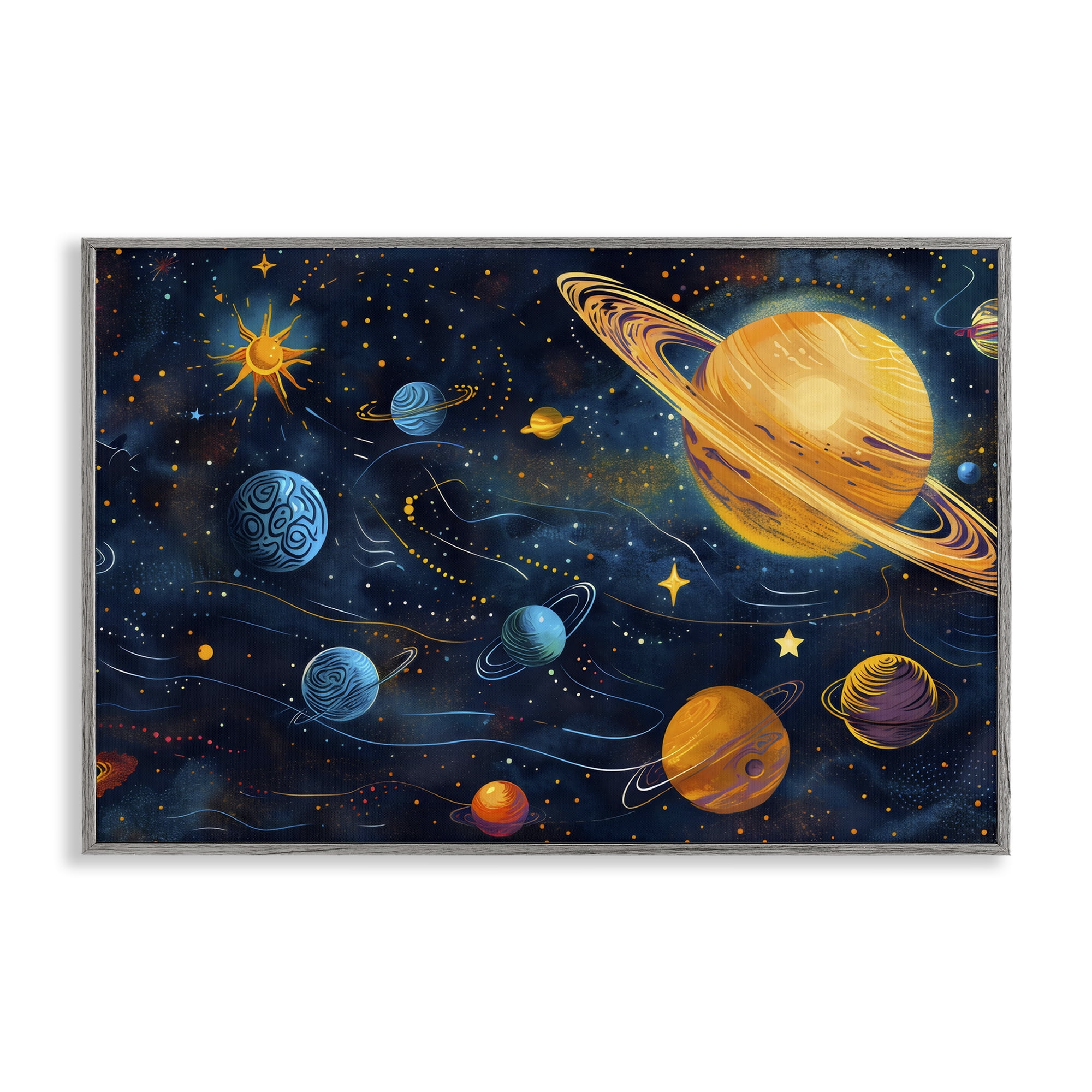 Stupell Industries Two Suns Galaxy Scene Gray Framed Giclee Art, design by Creative Studio