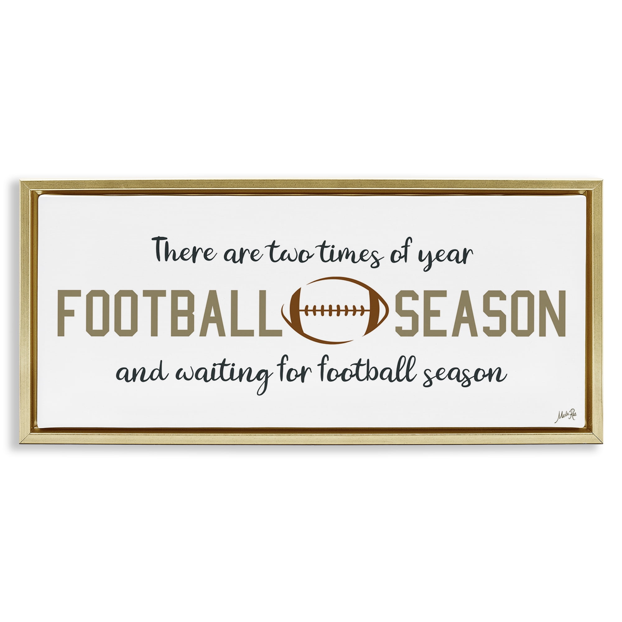Stupell Industries Two Times of Year Sports Painting Gold Floater Framed Art Print Wall Art, 25 x 11