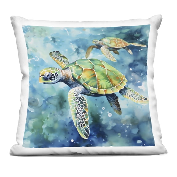 Stupell Industries Two Turtles Swimming Decorative Printed Throw Pillow design by LSR Creative Studio, 18 x 7 x 18