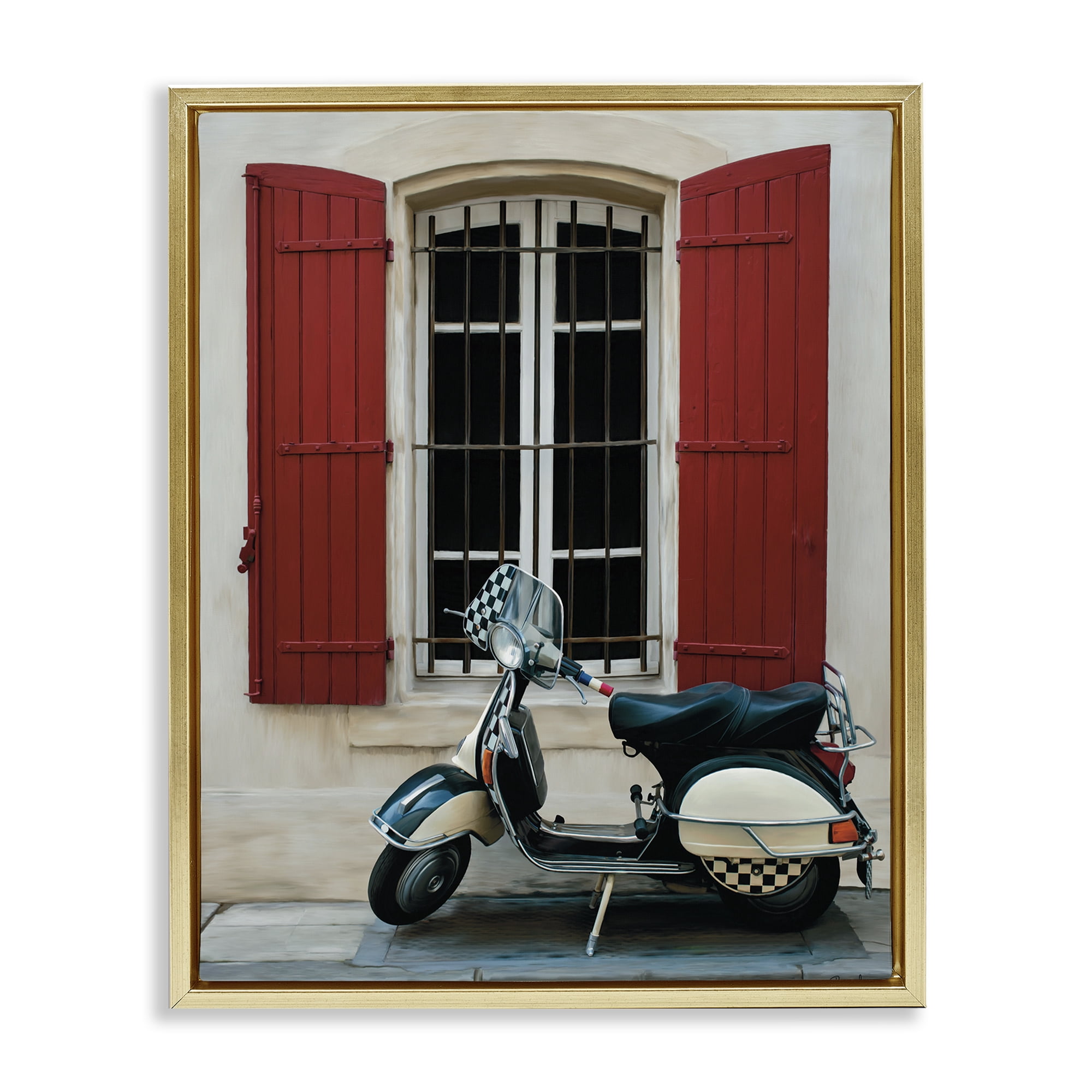Stupell Industries Two Wheel Dream Gold Framed Floater Canvas Wall Art, design by Renel Peters