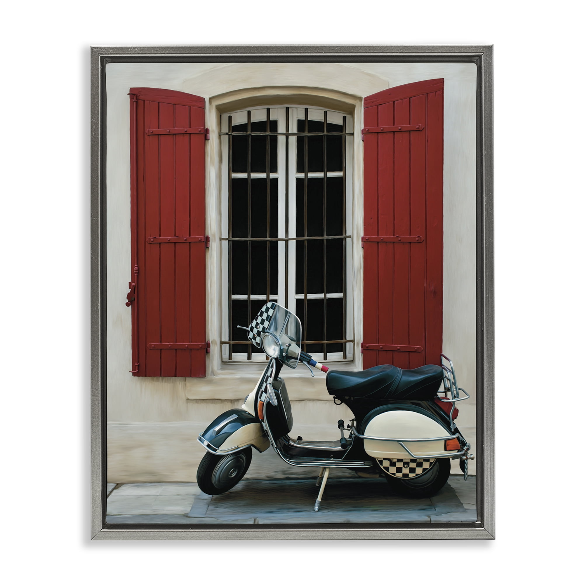 Stupell Industries Two Wheel Dream Gray Framed Floater Canvas Wall Art, design by Renel Peters