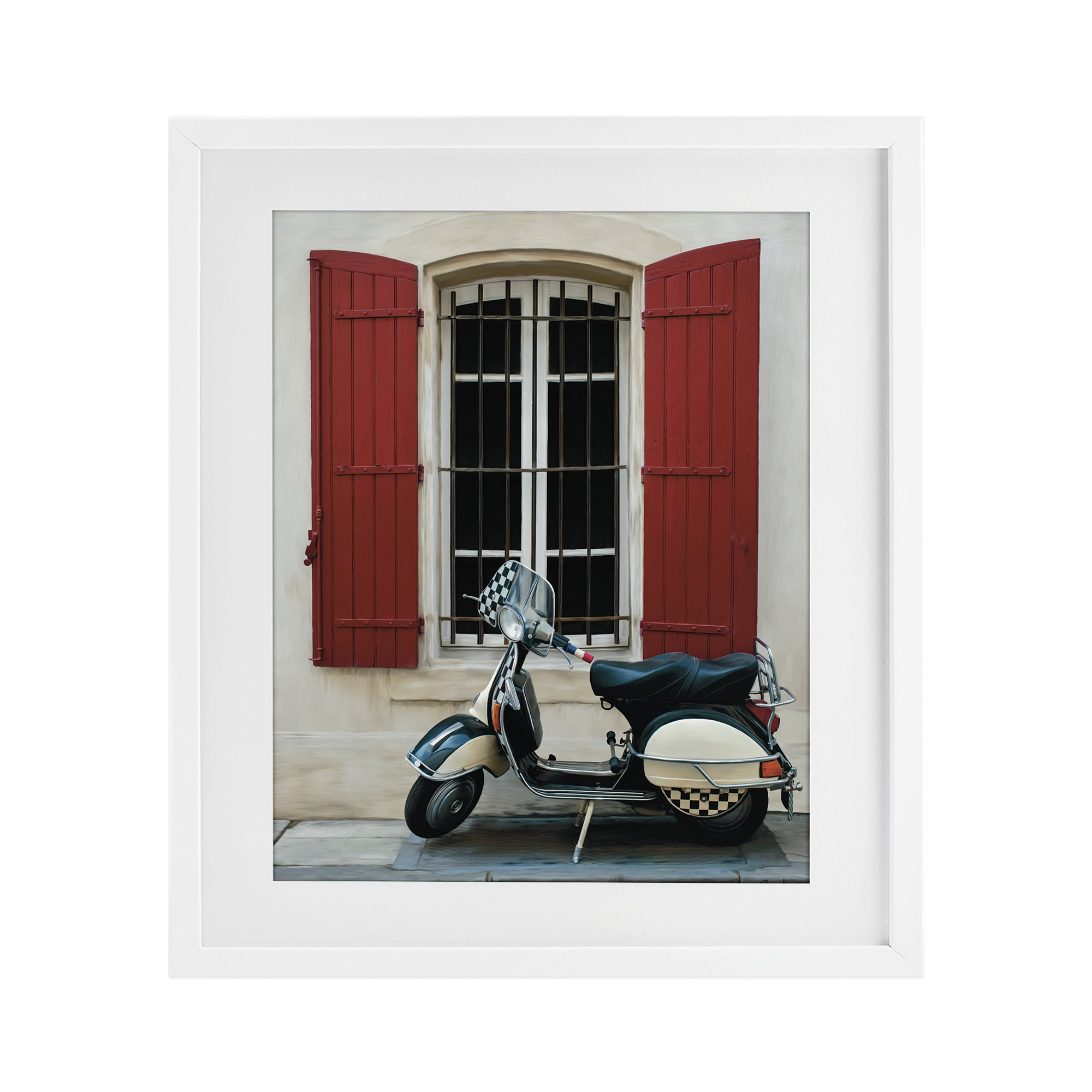 Stupell Industries Two Wheel Dream White Framed Print Under Glass, design by Renel Peters