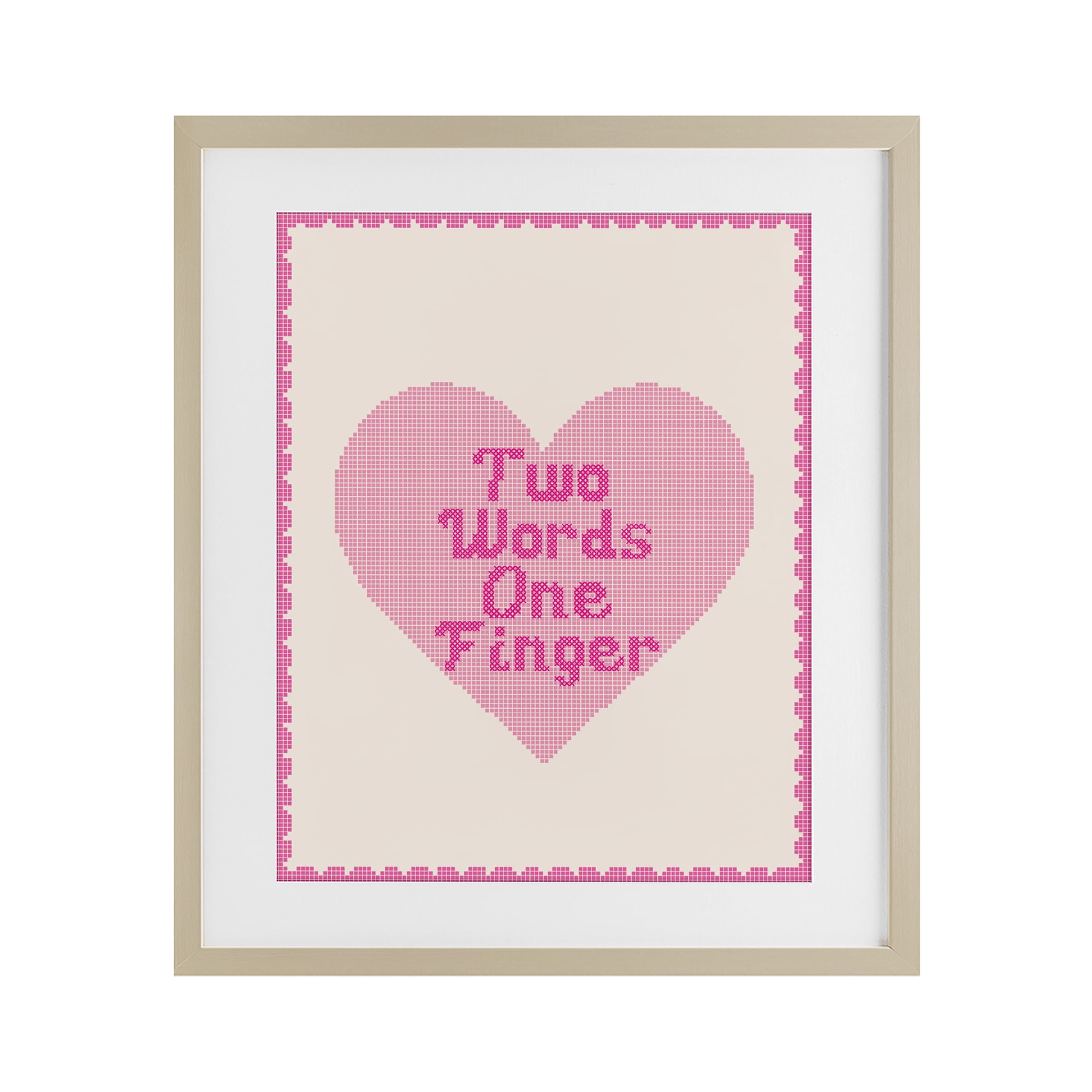 Stupell Industries Two Words One Finger Heart Birch Framed Print Under Glass, design by Lil' Rue