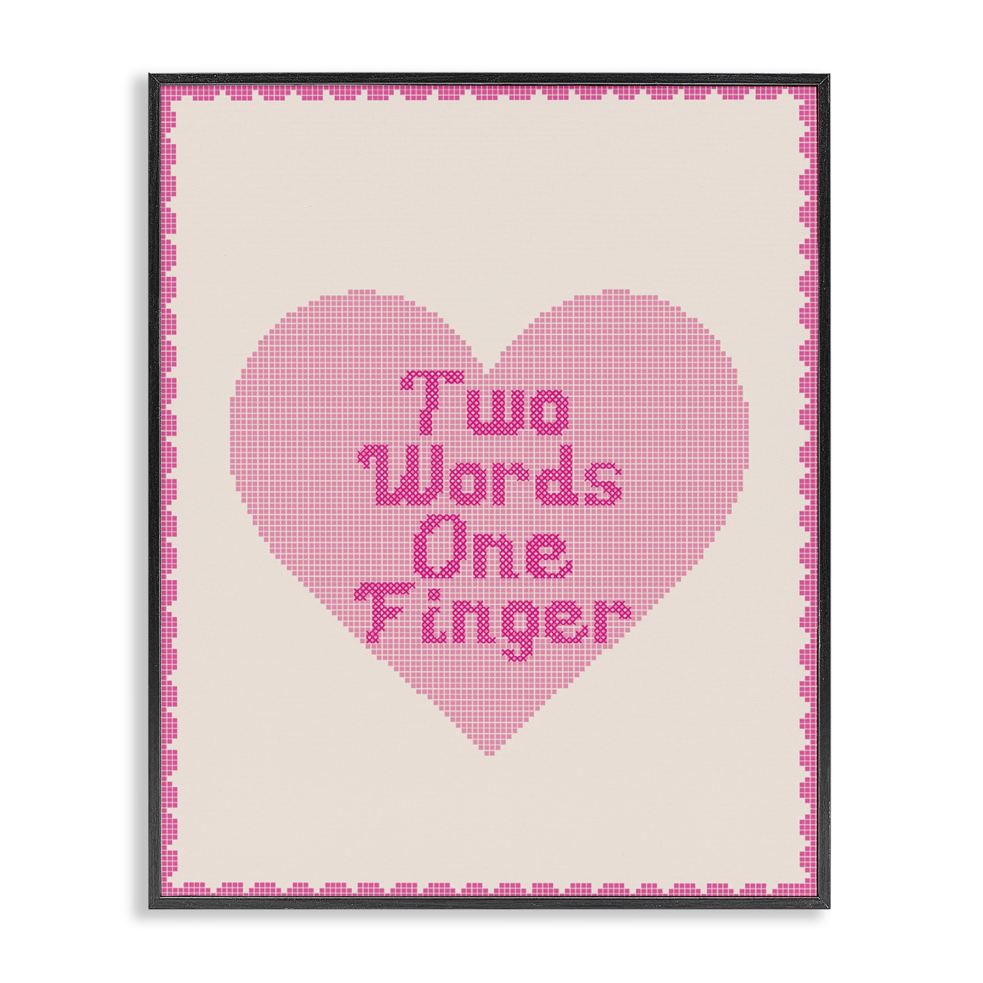 Stupell Industries Two Words One Finger Heart Black Framed Giclee Art, design by Lil' Rue