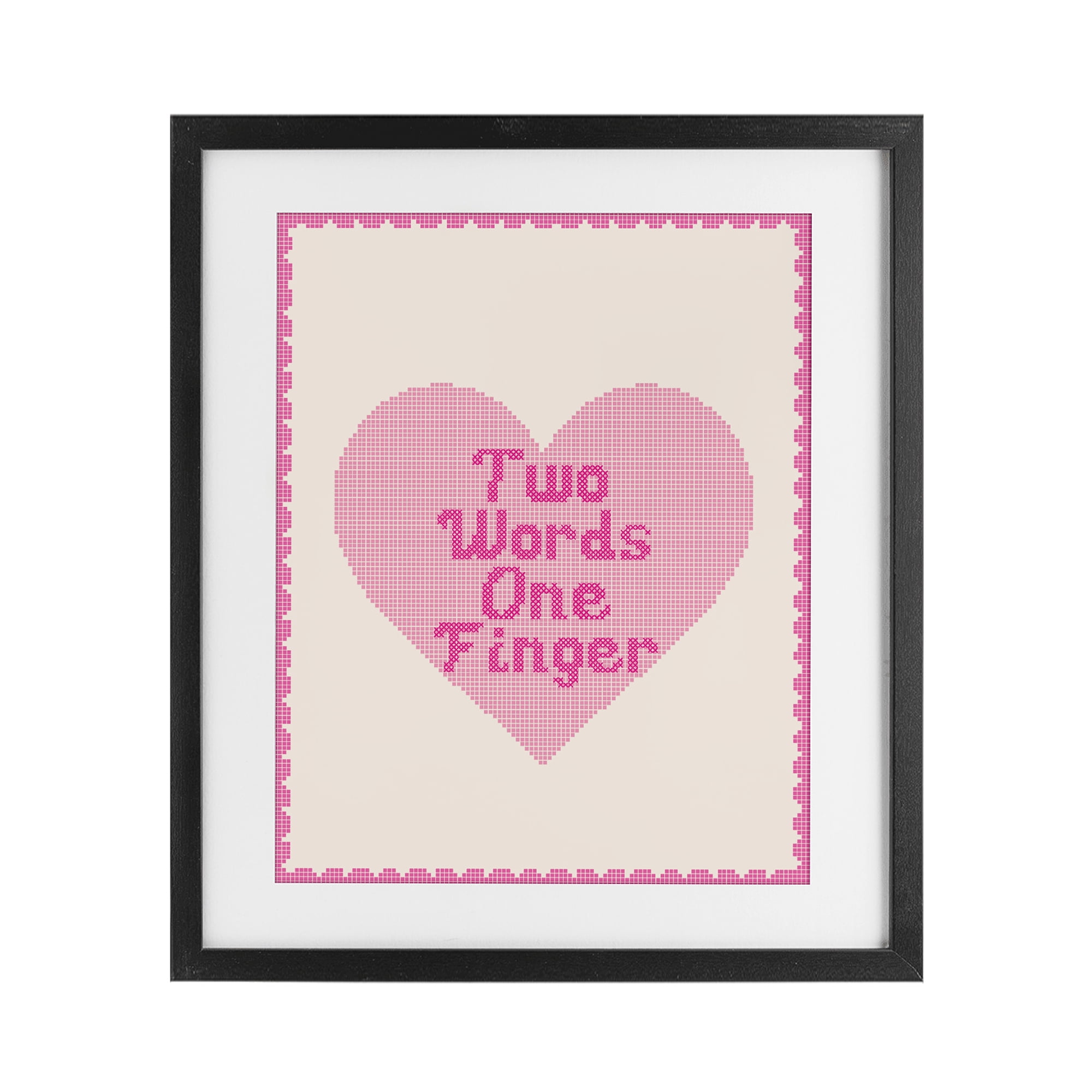 Stupell Industries Two Words One Finger Heart Black Framed Print Under Glass, design by Lil' Rue