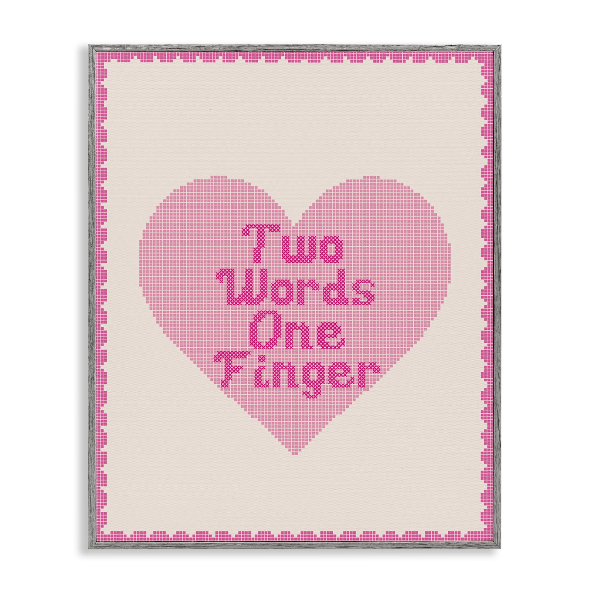 Stupell Industries Two Words One Finger Heart Gray Framed Giclee Art, design by Lil' Rue