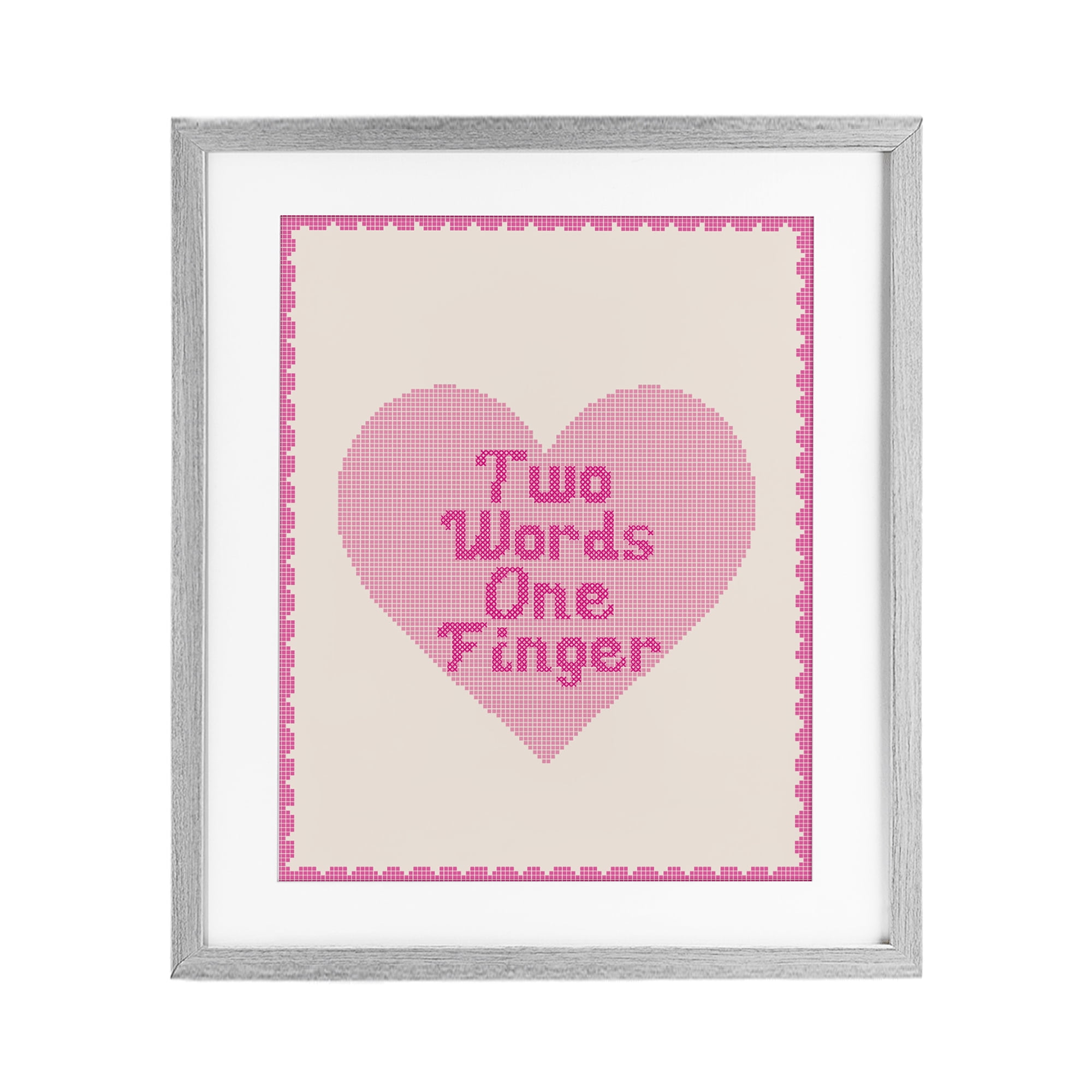 Stupell Industries Two Words One Finger Heart Gray Framed Print Under Glass, design by Lil' Rue
