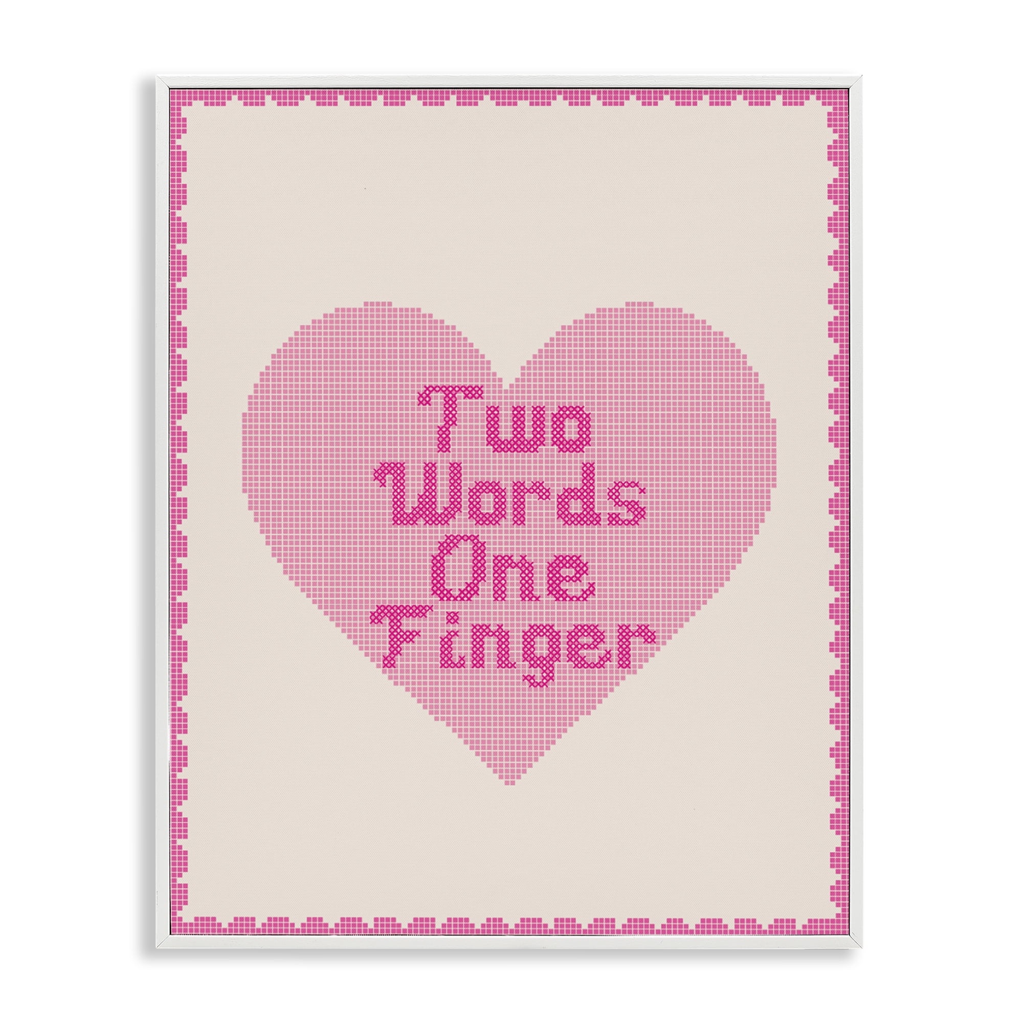 Stupell Industries Two Words One Finger Heart White Framed Giclee Art, design by Lil' Rue