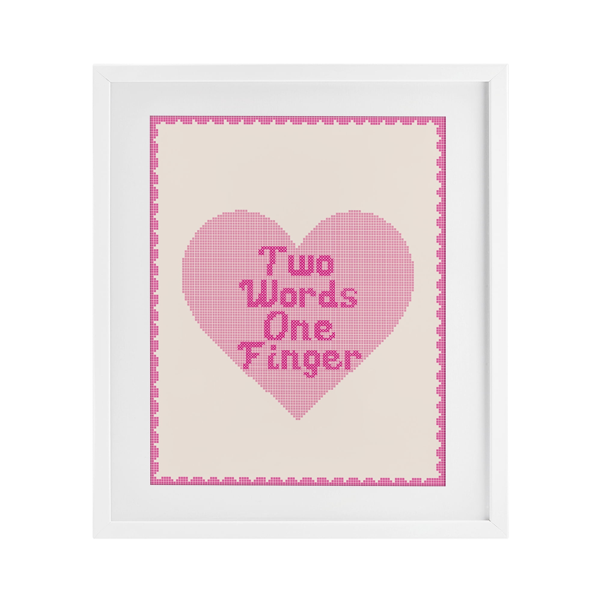 Stupell Industries Two Words One Finger Heart White Framed Print Under Glass, design by Lil' Rue