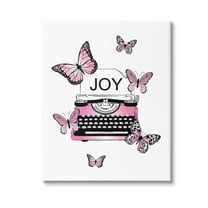 Stupell Industries Typewriter with Joy Animals & Insects Painting Gallery Wrapped Canvas Art Print Wall Art, 16 x 20