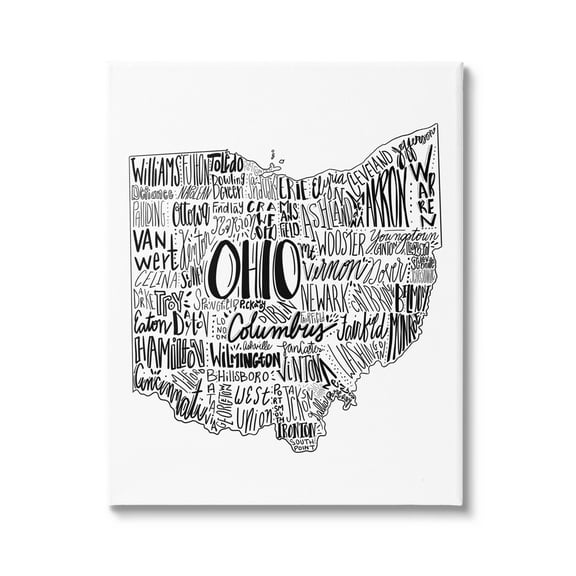 Stupell Industries Typography Cities Ohio State Graphic Art Gallery Wrapped Canvas Print Wall Art, Design by The Saturday Evening Post