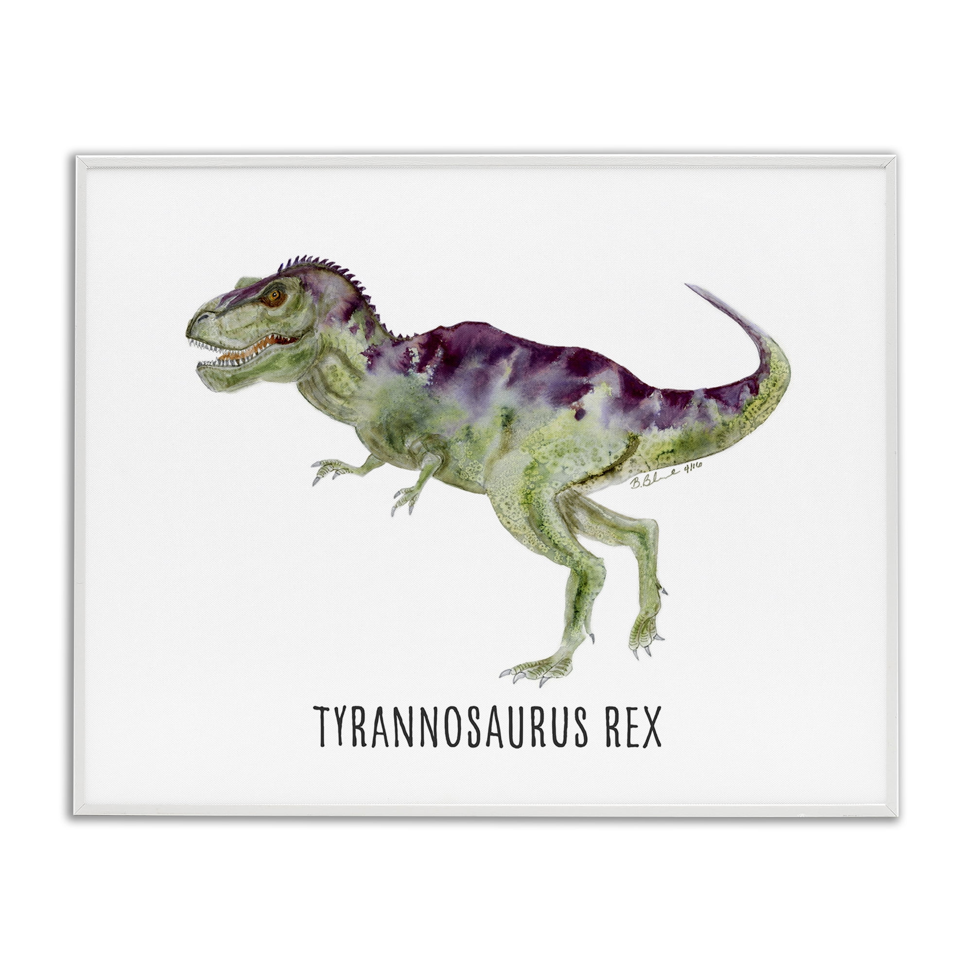 Stupell Industries Tyrannosaurus Rex Dinosaur Learning Animals Painting White Framed Art Print Wall Art, 20 x 16