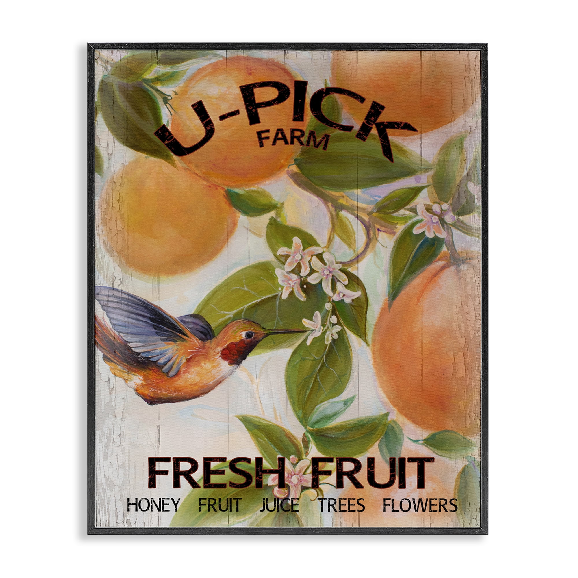 Stupell Industries U-Pick Fresh Fruit Farm Black Framed Giclee Art, design by Diannart