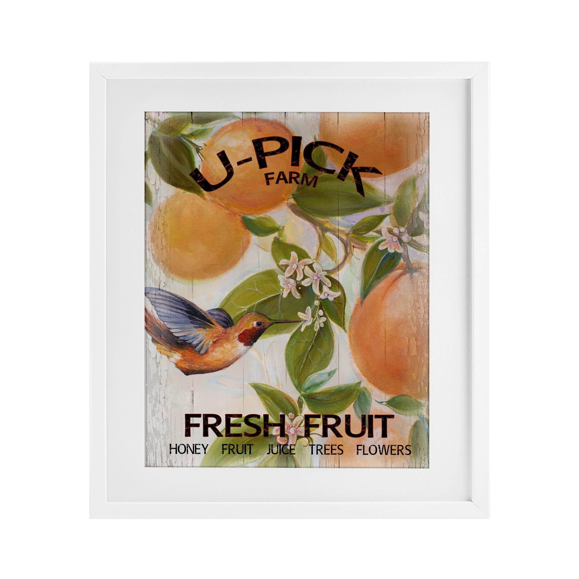 Stupell Industries U-Pick Fresh Fruit Farm White Framed Print Under Glass, design by Diannart