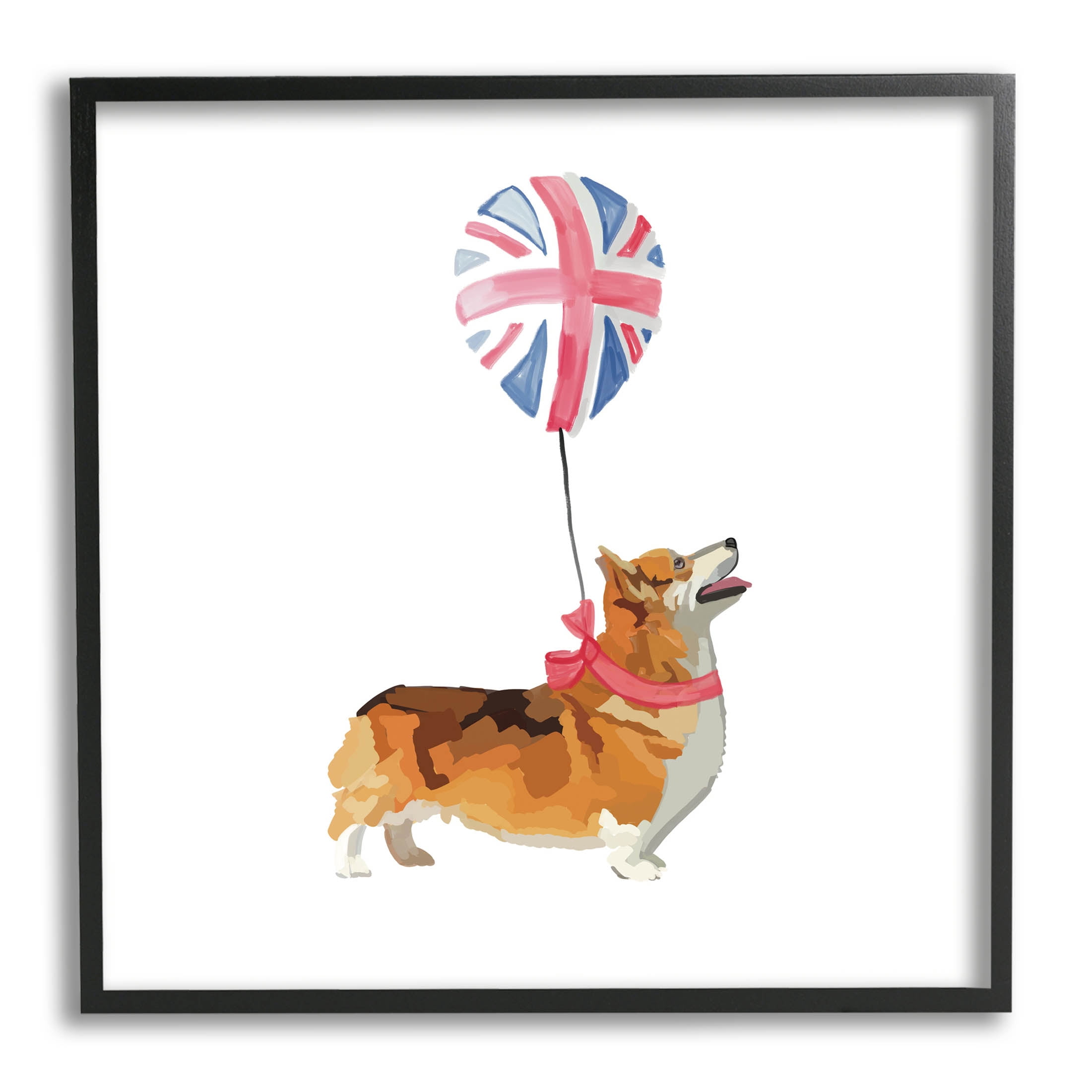 Stupell Industries UK Royal Corgi Dog Balloon Graphic Art Black Framed Art Print Wall Art, Design by Amelia Noyes