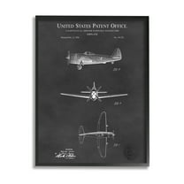 Stupell Industries US Aircraft Patent Diagram Graphic Art Black Framed Art Print Wall Art, Design by Karl Hronek