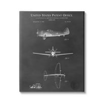 Stupell Industries US Aircraft Patent Diagram Graphic Art Gallery Wrapped Canvas Print Wall Art, Design by Karl Hronek