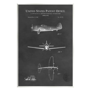 Stupell Industries US Aircraft Patent Diagram Graphic Art Unframed Art Print Wall Art, Design by Karl Hronek