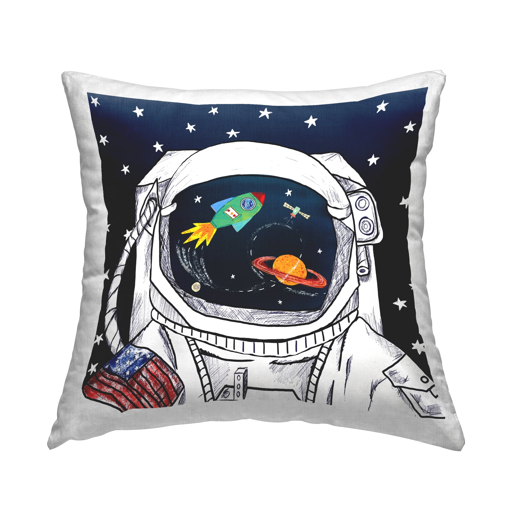 Stupell Industries US Astronaut Outer Space Galaxy Reflection Design by Sangita Bachelet Throw Pillow