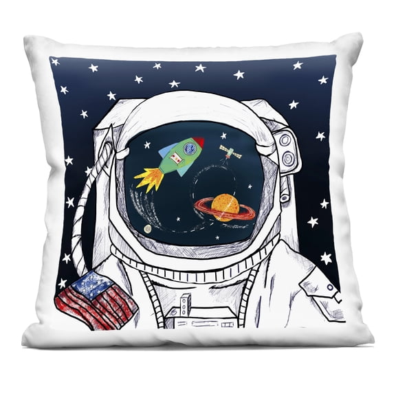 Stupell Ind - US Astronaut Outer Space Galaxy Reflection Indoor Pillow by Sangita Bachelet