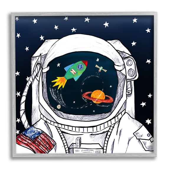 Stupell Industries US Astronaut Suit Space Galaxy Reflection , 24 x 24,Design by Sangita Bachelet