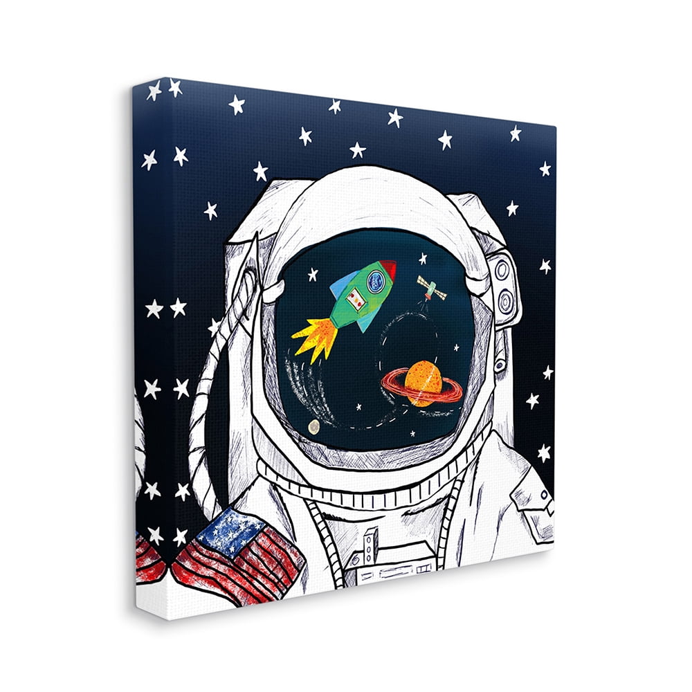 Stupell Industries US Astronaut Suit Space Galaxy Reflection Canvas Wall Art by Sangita Bachelet