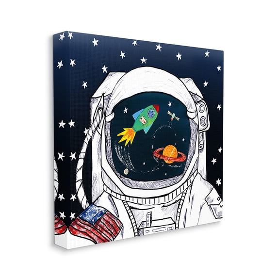 Stupell Industries US Astronaut Suit Space Galaxy Reflection Canvas Wall Art by Sangita Bachelet