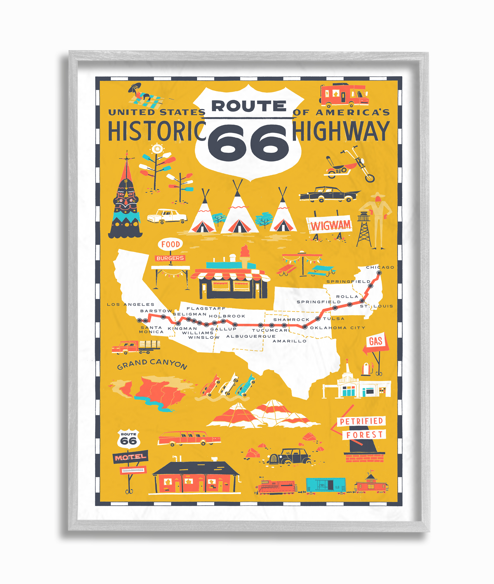 Contenitore Per Alimenti Vintage Nostalgic Art – Mappa Route 66 – Latta Metallica Con Stampa 3D, Decorazione Da Cucina