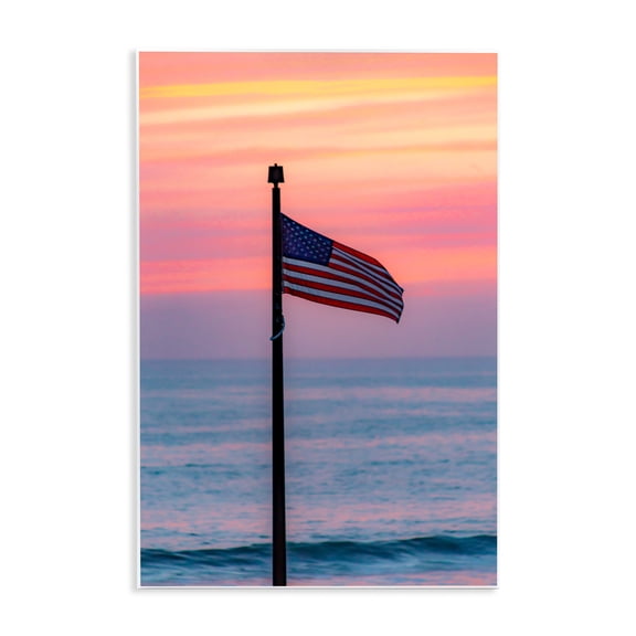 Stupell Industries USA Flag Against Sunset Wall Plaque Art, design by Jeff Poe Photography