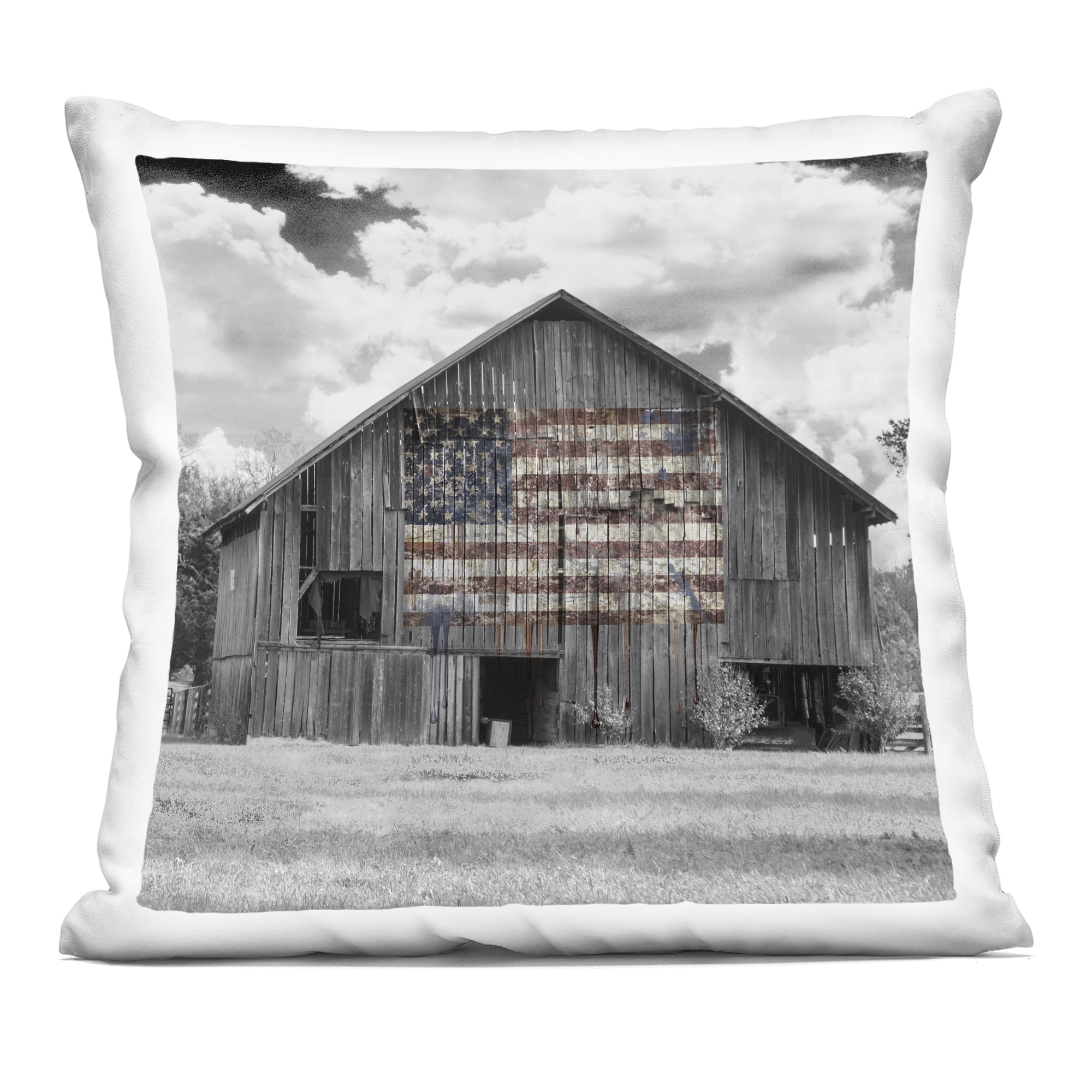 Stupell Industries USA Flag Monochrome Barn Decorative Printed Throw Pillow, design by Decent Exposures