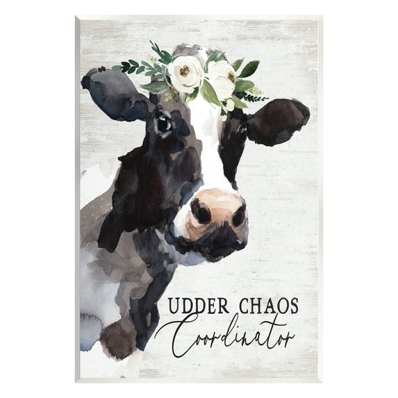 Stupell Industries Udder Chaos Coordinator Phrase Animals & Insects Painting Unframed Art Print Wall Art, 10 x 15