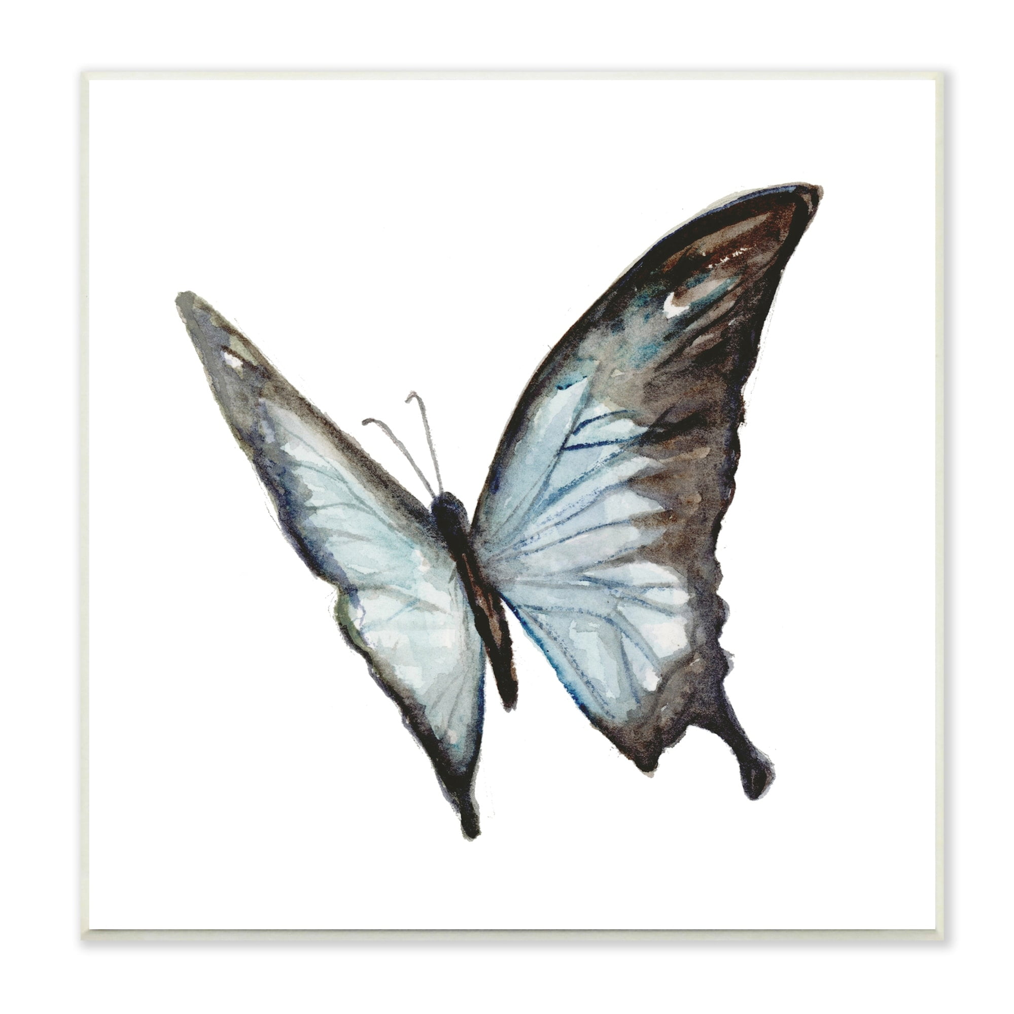 Blue Butterfly Watercolor Nursery Wall Art on Wood, 12 x 12